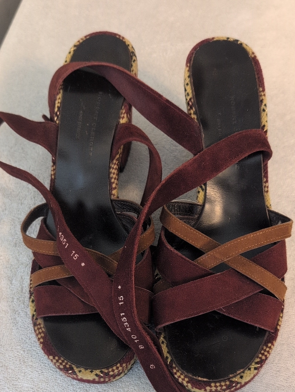 Robert Clergeerie women’s Burgundy Suede Strappy Sandals